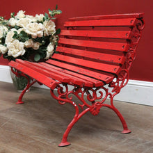 Load image into Gallery viewer, x SOLD Antique Victorian Child&#39;s Cast Iron and Timber Garden Seat, Hand-painted Red. B11544
