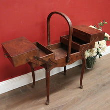 Load image into Gallery viewer, x SOLD Vintage French Sewing Caddy, with Handle and a 5 Section Scissor Lift Opening. B11875
