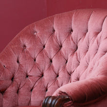 Load image into Gallery viewer, Antique Australian Cedar Button Back Armchair, Library Chair with Carved Frame. B13140
