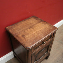 Load image into Gallery viewer, x SOLD Vintage French Oak Bedside Cabinet or Lamp or side Table, Drawer and Cupboard Storage. B11578
