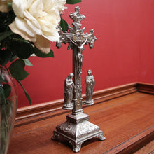 Load image into Gallery viewer, x SOLD Antique French Crucifix, Silver Plate Home Worship Christ on Cross, Jesus Figural. Religion. B11532
