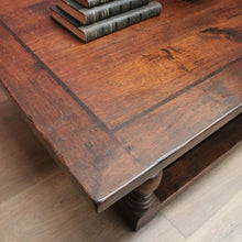 Load image into Gallery viewer, x SOLD Vintage French Oak Coffee Table, Low Line Table with Ebony Inlay, Stretcher Base. B11390
