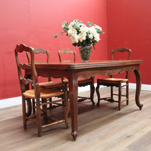 Load image into Gallery viewer, x SOLD Antique French Oak Two leaf extension Dining or Kitchen Table with Parquetry Top. B11812
