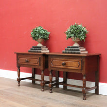 Load image into Gallery viewer, x SOLD Pair of Vintage French Lamp Tables or Bedside Table, with Single drawer, turned legs and reeding. B11842
