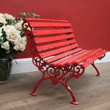 Load image into Gallery viewer, x SOLD Antique Victorian Child&#39;s Cast Iron and Timber Garden Seat, Hand-painted Red. B11544
