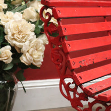 Load image into Gallery viewer, x SOLD Antique Victorian Child&#39;s Cast Iron and Timber Garden Seat, Hand-painted Red. B11544
