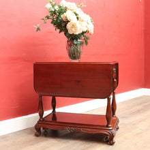 Load image into Gallery viewer, Vintage Australian Cedar Drop Leaf Drinks Trolley Side Table with End Drawers. B13143
