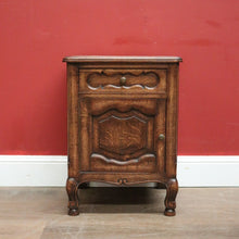 Load image into Gallery viewer, x SOLD Vintage French Oak Bedside Cabinet or Lamp or side Table, Drawer and Cupboard Storage. B11578
