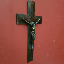 Load image into Gallery viewer, Antique Brass Crucifix, Cross, Jesus on the Cross, Home Worship or Devotion. B11592

