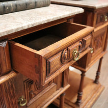Load image into Gallery viewer, x SOLD Antique French Oak and Marble Bedside Cabinets or Lamp Cupboard, Side Tables. B11923
