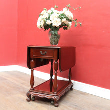 Load image into Gallery viewer, Vintage Australian Cedar Drop Leaf Drinks Trolley Side Table with End Drawers. B13143

