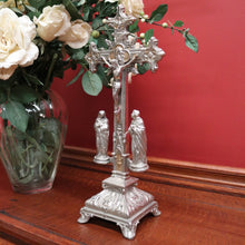 Load image into Gallery viewer, x SOLD Antique French Crucifix, Silver Plate Home Worship Christ on Cross, Jesus Figural. Religion. B11532

