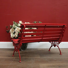 Load image into Gallery viewer, x SOLD Antique Victorian Child&#39;s Cast Iron and Timber Garden Seat, Hand-painted Red. B11544
