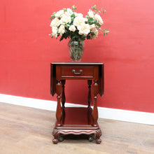 Load image into Gallery viewer, Vintage Australian Cedar Drop Leaf Drinks Trolley Side Table with End Drawers. B13143
