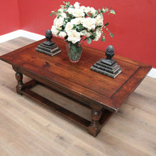 Load image into Gallery viewer, x SOLD Vintage French Oak Coffee Table, Low Line Table with Ebony Inlay, Stretcher Base. B11390
