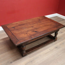 Load image into Gallery viewer, x SOLD Vintage French Oak Coffee Table, Low Line Table with Ebony Inlay, Stretcher Base. B11390
