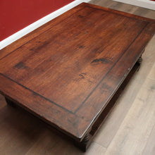 Load image into Gallery viewer, x SOLD Vintage French Oak Coffee Table, Low Line Table with Ebony Inlay, Stretcher Base. B11390
