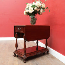 Load image into Gallery viewer, Vintage Australian Cedar Drop Leaf Drinks Trolley Side Table with End Drawers. B13143
