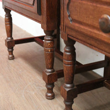 Load image into Gallery viewer, x SOLD Pair of Vintage French Lamp Tables or Bedside Table, with Single drawer, turned legs and reeding. B11842
