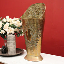 Load image into Gallery viewer, Vintage French Brass Umbrella Holder or Kindling, Firewood Holder B11437
