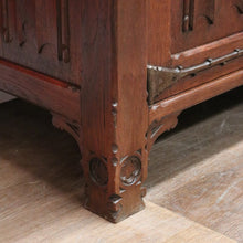 Load image into Gallery viewer, x SOLD Antique French Oak 2 Door 2 drawer Sideboard or Hall Cabinet Buffet, Linen Fold Carvings B11702
