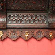 Load image into Gallery viewer, x SOLD Antique French Oak Coat Rack, Seven Hook, Carved Lion&#39;s Head Coat Rack. B11327
