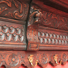 Load image into Gallery viewer, x SOLD Antique French Oak Coat Rack, Seven Hook, Carved Lion&#39;s Head Coat Rack. B11327
