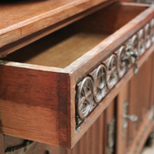 Load image into Gallery viewer, x SOLD Antique French Oak 2 Door 2 drawer Sideboard or Hall Cabinet Buffet, Linen Fold Carvings B11702
