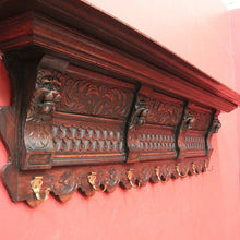 Load image into Gallery viewer, x SOLD Antique French Oak Coat Rack, Seven Hook, Carved Lion&#39;s Head Coat Rack. B11327
