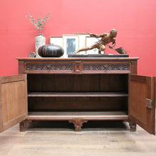 Load image into Gallery viewer, x SOLD Antique French Oak 2 Door 2 drawer Sideboard or Hall Cabinet Buffet, Linen Fold Carvings B11702

