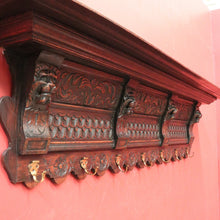 Load image into Gallery viewer, x SOLD Antique French Oak Coat Rack, Seven Hook, Carved Lion&#39;s Head Coat Rack. B11327

