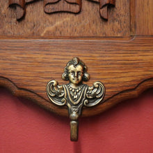 Load image into Gallery viewer, French Oak and Brass Coat Rack with Brass Hooks and Linen Fold Patten. B11884
