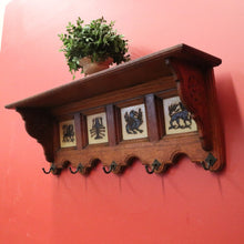 Load image into Gallery viewer, x SOLD Antique French Coat Rack, French Oak and Tile Hat, Coat Rack with Iron Hooks. B11394
