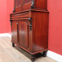 Load image into Gallery viewer, Antique Australian Cedar Two-Height Bookcase or China Cabinet with Shield Doors. B11777
