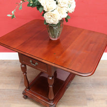 Load image into Gallery viewer, Vintage Australian Cedar Drop Leaf Drinks Trolley Side Table with End Drawers. B13143
