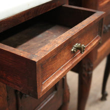 Load image into Gallery viewer, Pair of Antique French Oak and Marble Bedside Cabinet or Lamp or Side Tables. B11944
