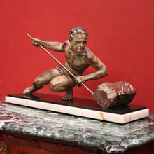 Load image into Gallery viewer, Antique French Bronze and Marble Statue, Art Deco Sculpture, Guislain 1930s B11366
