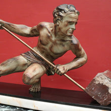 Load image into Gallery viewer, Antique French Bronze and Marble Statue, Art Deco Sculpture, Guislain 1930s B11366
