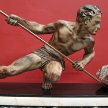 Load image into Gallery viewer, Antique French Bronze and Marble Statue, Art Deco Sculpture, Guislain 1930s B11366
