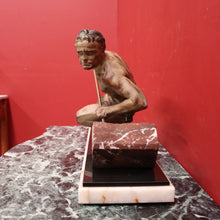 Load image into Gallery viewer, Antique French Bronze and Marble Statue, Art Deco Sculpture, Guislain 1930s B11366
