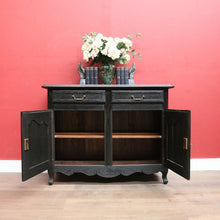 Load image into Gallery viewer, x SOLD Antique French Oak Two-Door Sideboard, Hall Cabinet, French Black. B12053
