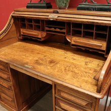 Load image into Gallery viewer, x SOLD Antique Cutler Desk, Twin Pedestal Cutler, NY, Buffalo Roll Top Office Desk with Key. B11931
