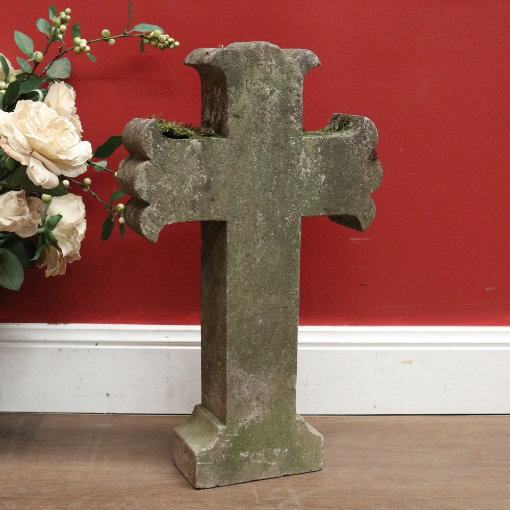 Antique French Bluestone Cross, Religious Ornament, Home Devotion Cross. B11859