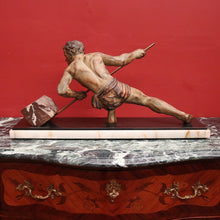 Load image into Gallery viewer, Antique French Bronze and Marble Statue, Art Deco Sculpture, Guislain 1930s B11366
