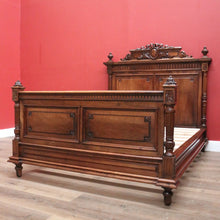 Load image into Gallery viewer, x SOLD Antique French Walnut Double Bed, including Side Rails, Slats, Headboard, and Foot. B11533
