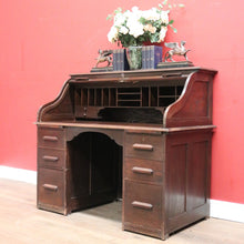 Load image into Gallery viewer, x SOLD Antique English Roll-top Desk, Office Desk, Home Office Desk, Drawers. B11970
