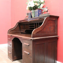 Load image into Gallery viewer, x SOLD Antique English Roll-top Desk, Office Desk, Home Office Desk, Drawers. B11970
