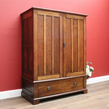 Load image into Gallery viewer, x SOLD Antique English Oak Two-Door Wardrobe, Gentleman&#39;s Cabinet, Campaign Handle Clock Cupboard. B11967
