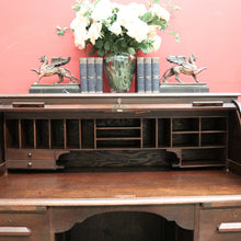 Load image into Gallery viewer, Antique English Roll-top Desk, Office Desk, Home Office Desk, Drawers. B11970
