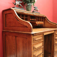 Load image into Gallery viewer, x SOLD Antique Cutler Desk, Twin Pedestal Cutler, NY, Buffalo Roll Top Office Desk with Key. B11931

